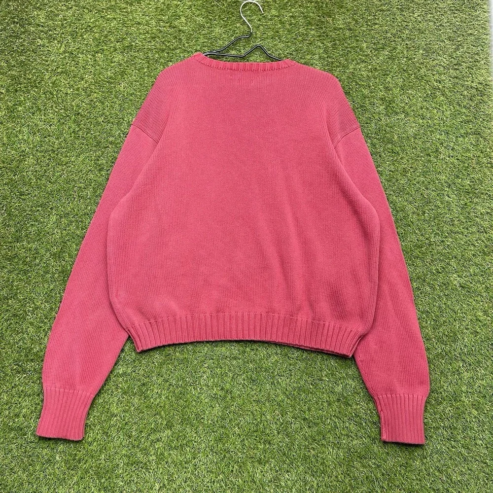 Vintage Polo Ralph Lauren Sweater Mens 2XL Red Knit Crew 100% Cotton Faded 90s